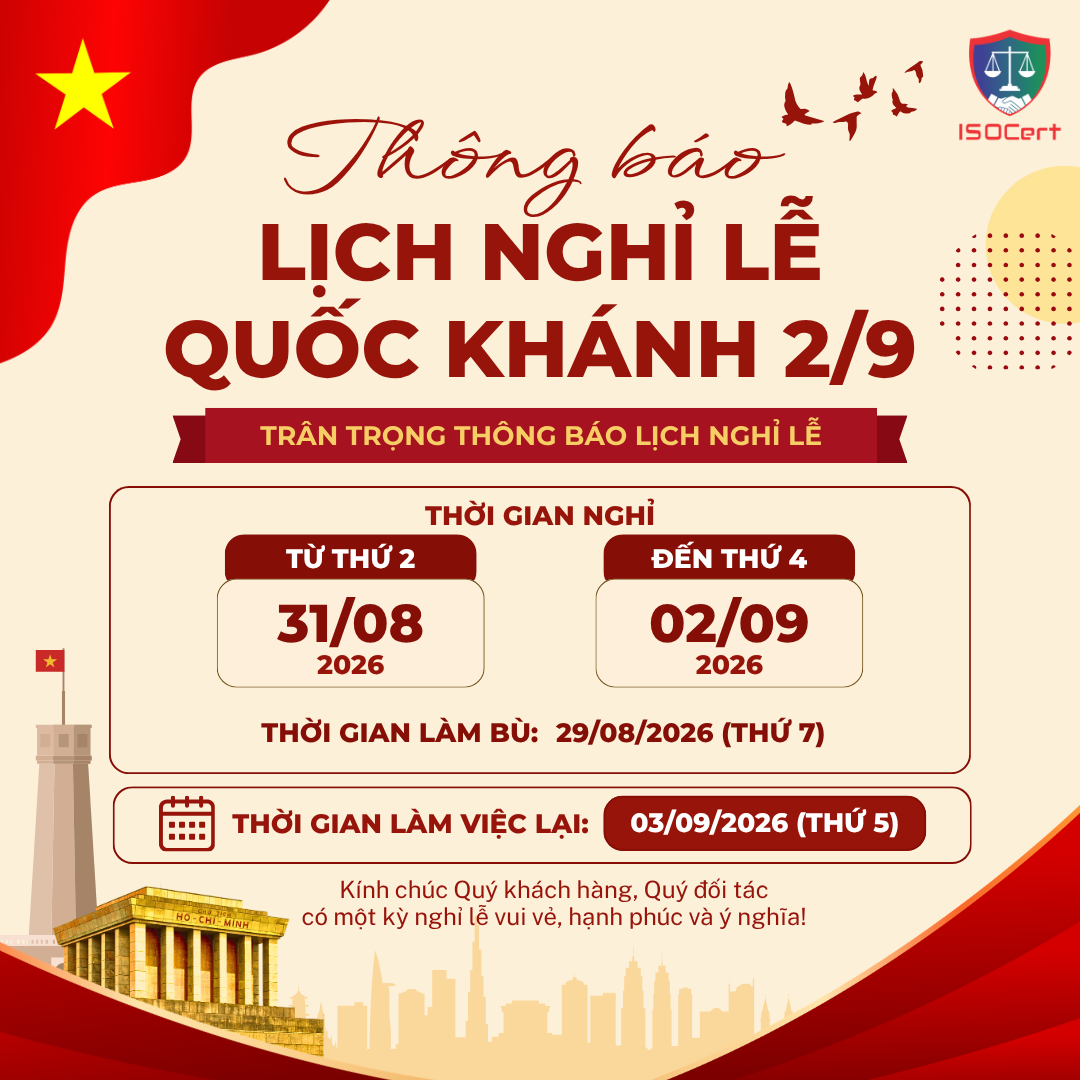 THÔNG BÁO LỊCH NGHỈ LỄ QUỐC KHÁNH 2/9 